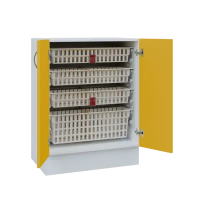 MBS - 65D2 spodní skříňka boxová, 2-dveřová, 908x654x600, korpus bílý, dvířka žlutá odio